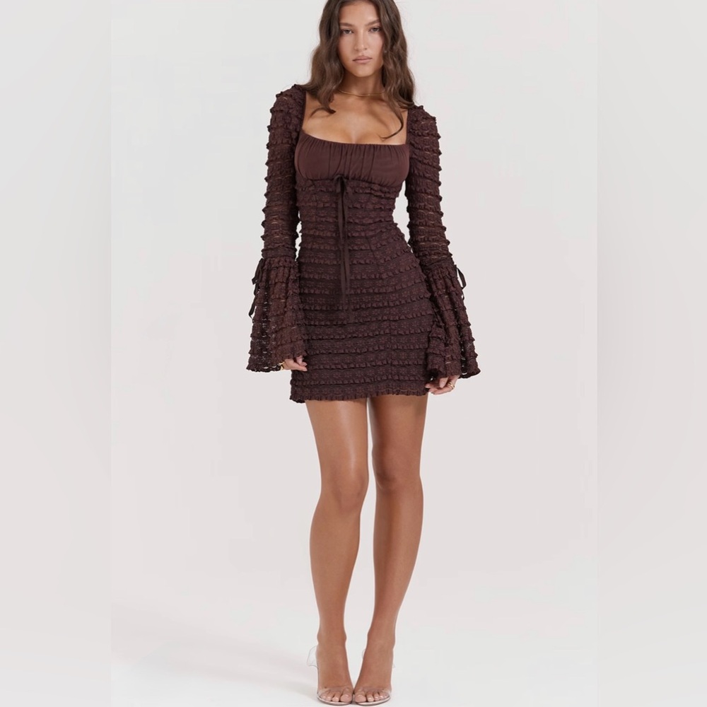 NWT House of CB Marisa Espresso Lace Dress size S